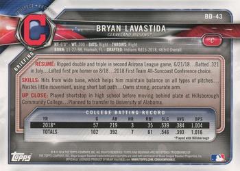 2018 Bowman Draft #BD-43 Bryan Lavastida Back