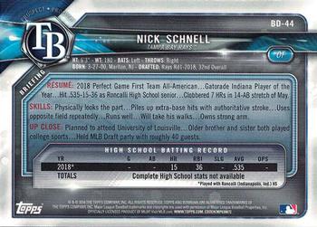 2018 Bowman Draft #BD-44 Nick Schnell Back