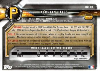 2018 Bowman Draft #BD-50 Ke'Bryan Hayes Back
