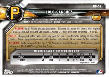 2018 Bowman Draft #BD-52 Lolo Sanchez Back