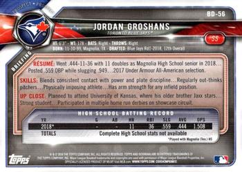 2018 Bowman Draft #BD-56 Jordan Groshans Back