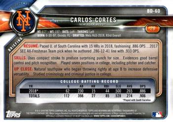 2018 Bowman Draft #BD-60 Carlos Cortes Back