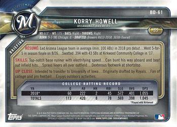 2018 Bowman Draft #BD-61 Korry Howell Back