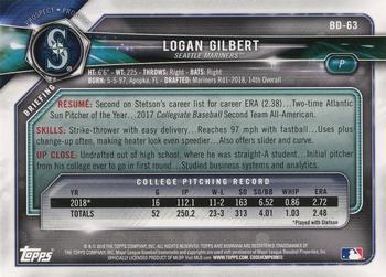 2018 Bowman Draft #BD-63 Logan Gilbert Back