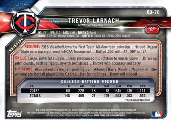 2018 Bowman Draft #BD-70 Trevor Larnach Back