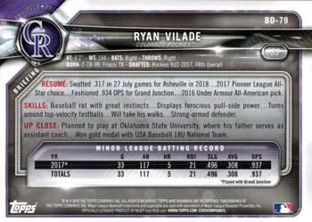 2018 Bowman Draft #BD-79 Ryan Vilade Back