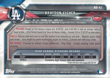 2018 Bowman Draft #BD-82 Braydon Fisher Back