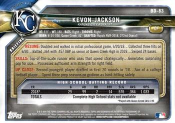 2018 Bowman Draft #BD-83 Kevon Jackson Back