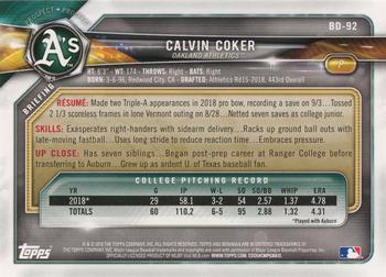 2018 Bowman Draft #BD-92 Calvin Coker Back
