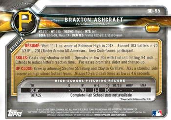 2018 Bowman Draft #BD-95 Braxton Ashcraft Back