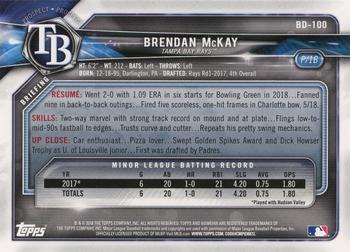 2018 Bowman Draft #BD-100 Brendan McKay Back