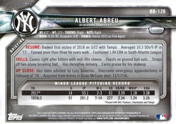 2018 Bowman Draft #BD-126 Albert Abreu Back
