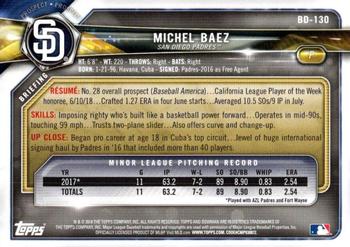 2018 Bowman Draft #BD-130 Michel Baez Back