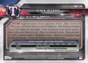 2018 Bowman Draft #BD-140 Kenen Irizarry Back