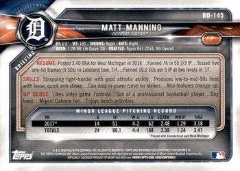 2018 Bowman Draft #BD-145 Matt Manning Back