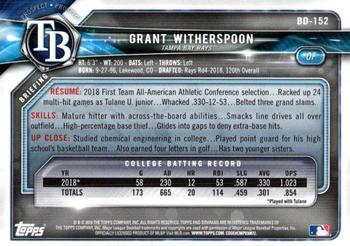 2018 Bowman Draft #BD-152 Grant Witherspoon Back