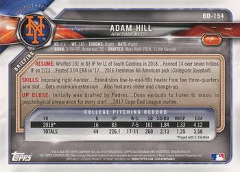 2018 Bowman Draft #BD-154 Adam Hill Back