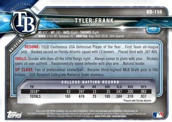 2018 Bowman Draft #BD-156 Tyler Frank Back