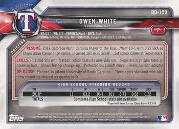 2018 Bowman Draft #BD-159 Owen White Back
