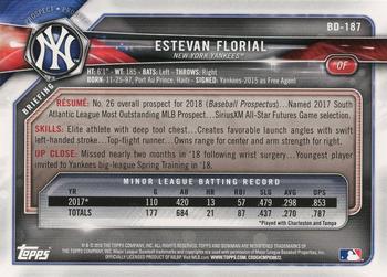 2018 Bowman Draft #BD-187 Estevan Florial Back