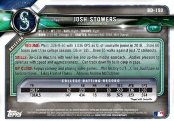 2018 Bowman Draft #BD-190 Josh Stowers Back