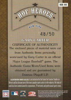 2005 Donruss Diamond Kings - HOF Heroes Signature Materials Bronze #HH-44 Gary Carter Back