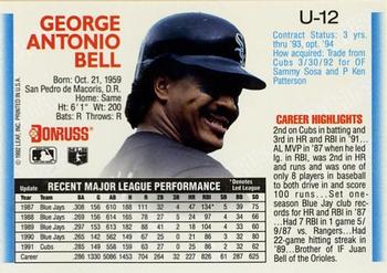 1992 Donruss - Update #U-12 George Bell Back