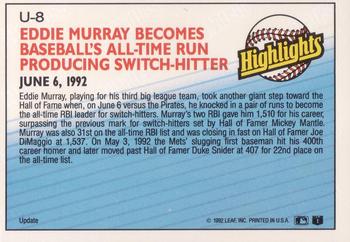 1992 Donruss - Update #U-8 Eddie Murray Back
