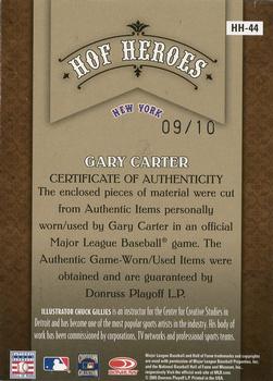 2005 Donruss Diamond Kings - HOF Heroes Signature Materials Framed Green #HH-44 Gary Carter Back