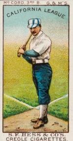 1888 S.F. Hess California League (N321) #NNO Tom McCord Front