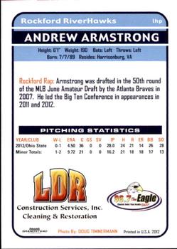 2012 Grandstand Rockford RiverHawks #NNO Andrew Armstrong Back