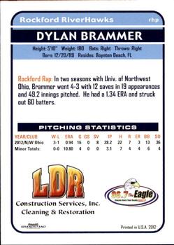 2012 Grandstand Rockford RiverHawks #NNO Dylan Brammer Back