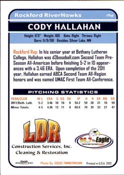2012 Grandstand Rockford RiverHawks #NNO Cody Hallahan Back