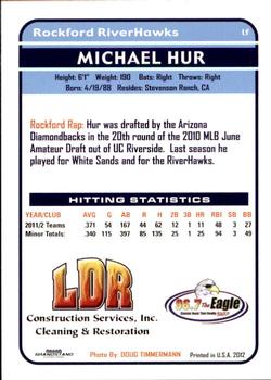 2012 Grandstand Rockford RiverHawks #NNO Michael Hur Back
