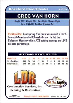 2012 Grandstand Rockford RiverHawks #NNO Greg Van Horn Back