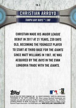 2018 Topps National Baseball Card Day - Tampa Bay Rays #TB-3 Christian Arroyo Back