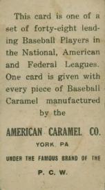 1915 American Caramel (E106) #NNO Chief Bender Back