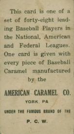 1915 American Caramel (E106) #NNO Nap Lajoie Back