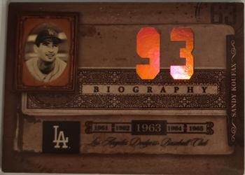 2005 Playoff Prime Cuts - Biography #NNO Sandy Koufax Front