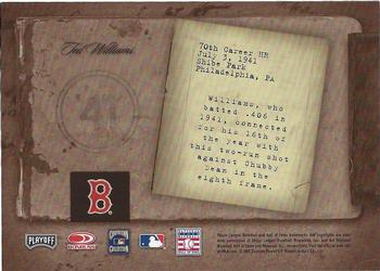 2005 Playoff Prime Cuts - Biography #NNO Ted Williams Back