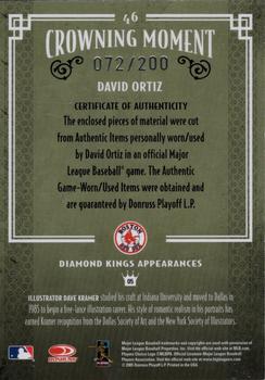 2005 Donruss Diamond Kings - Materials Bronze #46 David Ortiz Back