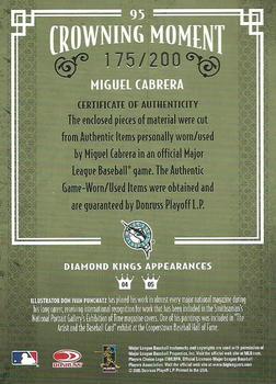 2005 Donruss Diamond Kings - Materials Bronze #95 Miguel Cabrera Back