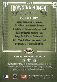 2005 Donruss Diamond Kings - Materials Bronze #299 Matt Williams Back