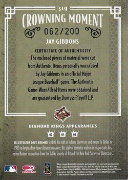 2005 Donruss Diamond Kings - Materials Bronze #319 Jay Gibbons Back