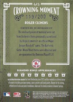 2005 Donruss Diamond Kings - Materials Bronze #423 Roger Clemens Back