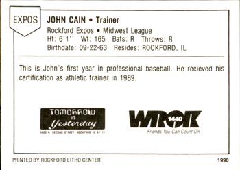 1990 Litho Center Rockford Expos #4 John Cain Back