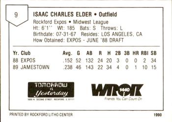 1990 Litho Center Rockford Expos #8 Isaac Elder Back