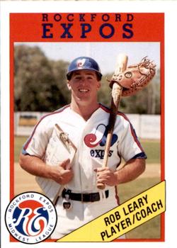1990 Litho Center Rockford Expos #15 Rob Leary Front