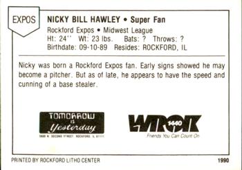 1990 Litho Center Rockford Expos #NNO Bill Hawley Back