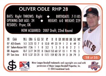 2010 Grandstand San Jose Giants #18 Oliver Odle Back